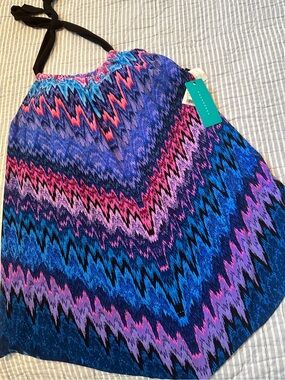 NEW Tankini Swim Bathing Suit Top Halter Colorful Pattern XL NWT Aquagreen